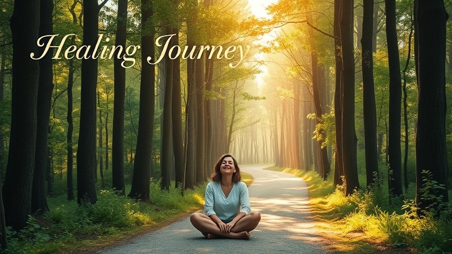 A serene forest path representing Complex Trauma Recovery, featuring a person in peaceful meditation.