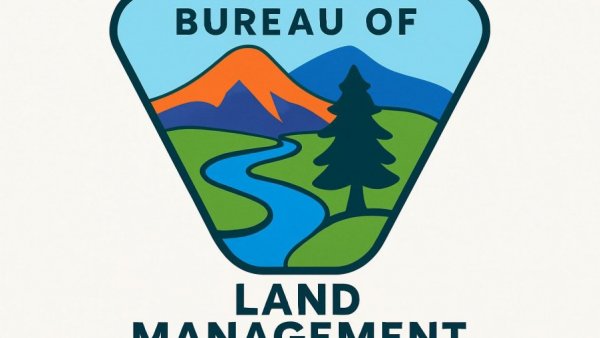 BLM logo depicting landscape with river, tree, mountain