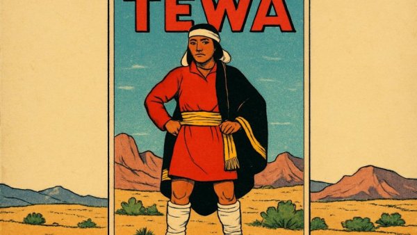 O’Keeffe Museum Pueblo Stories comic book cover illustration.