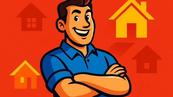 Skip Adams Albuquerque Real Estate Agent cartoon character with houses
