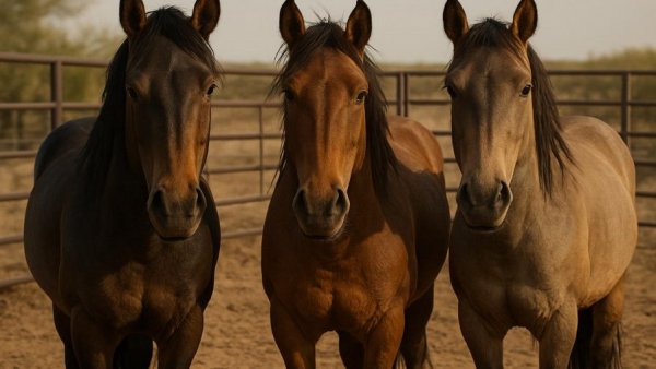 Wild horses in Texas adoption enclosure