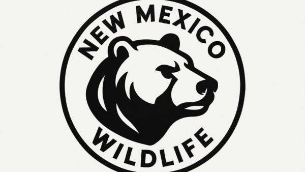 New Mexico Wildlife logo with bear head graphic.