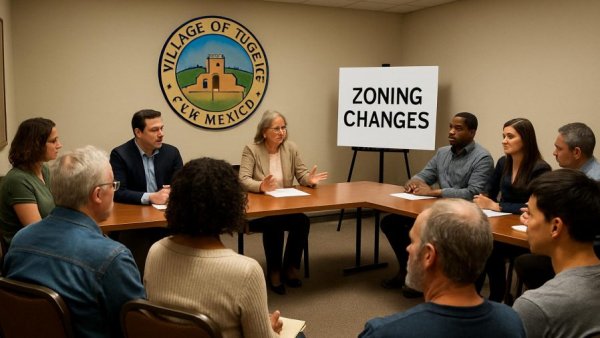 Tijeras zoning ordinance changes meeting with engaged attendees.