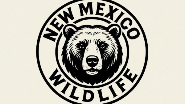 New Mexico Wildlife logo with bear design in black and white.