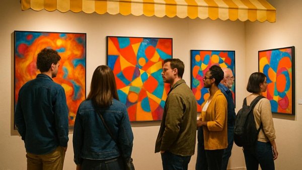 Visitors at art gallery during ABQ Artwalk eight years event.