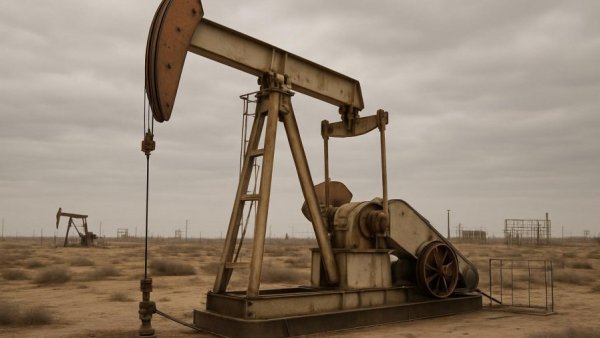 BLM oil and gas lease sale public input: Oil pumpjack in arid landscape.