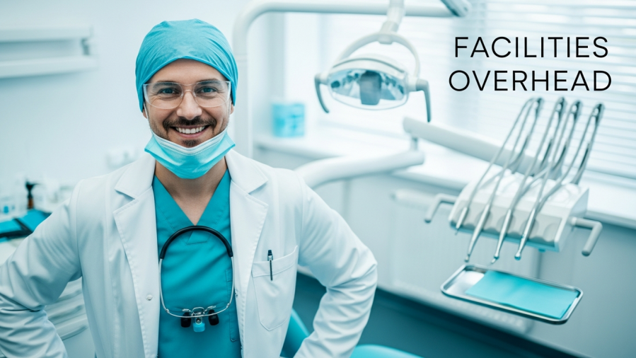 Confident dentist in a modern dental practice, highlighting optimizing costs and equipment ROI.