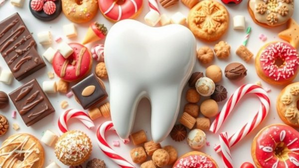 How to Break the Sugar Habit: Sugary treats around a tooth.