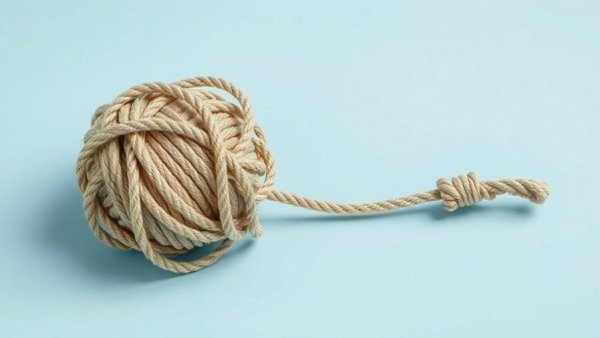 Tangled rope symbolizing conflict management with bold text overlay.