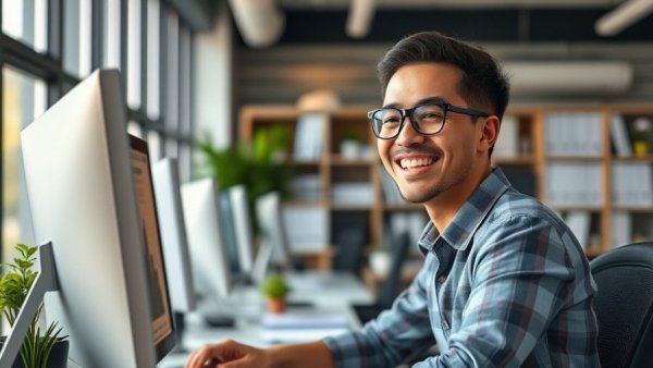 In-House Dental Laboratories office worker smiling at desk
