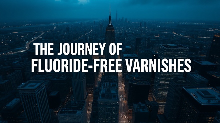 Aerial night view of cityscape highlighting dental innovation with Rennou Varnish.