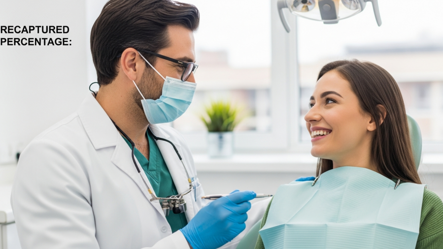Dentist and smiling patient engaging in a modern dental office for patient engagement.