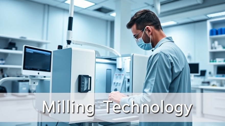 Dental technician using chairside milling technology in a modern lab.