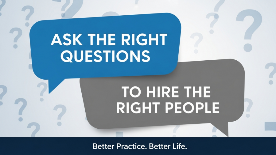 Effective interview techniques for hiring, featuring key questions for dental practices.