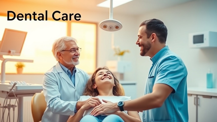 Smiling dentist connecting with a patient in a welcoming dental practice, promoting trust and community health.