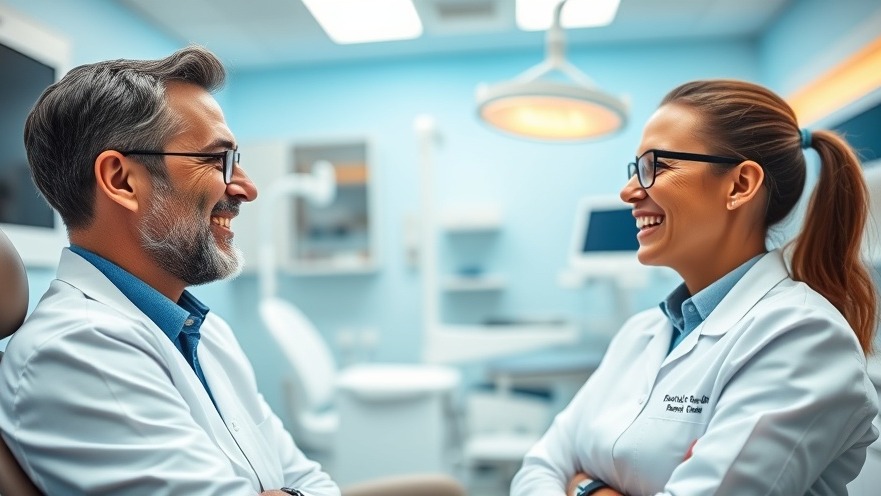 Smiling dentist engages with happy patient in a cozy, modern dental practice, showcasing patient retention techniques.