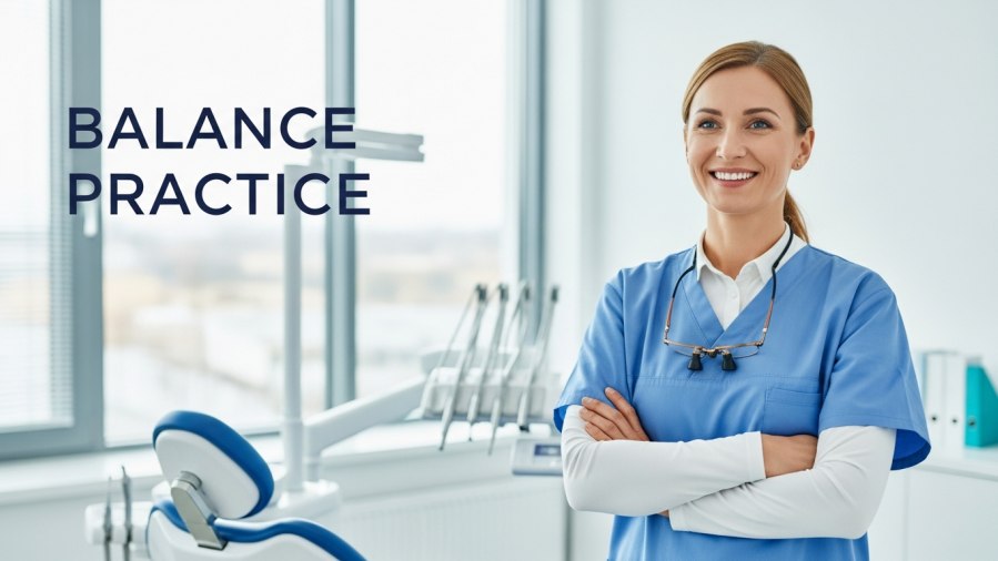 Confident dentist exemplifying dental leadership in a modern practice.