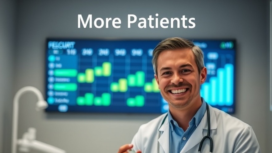 Dentist smiling in a welcoming office with digital scheduling screen boosting patient engagement tools.