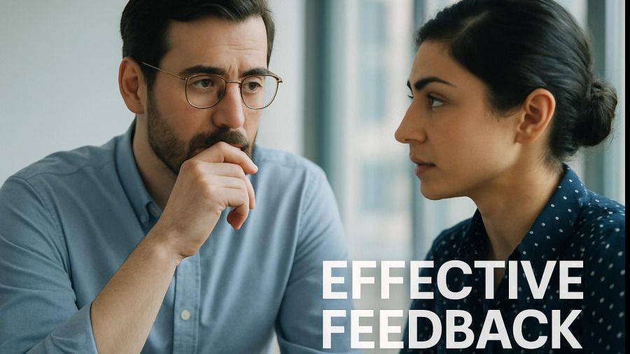 Manager thoughtfully using the H.A.L.T. principle to give constructive criticism.