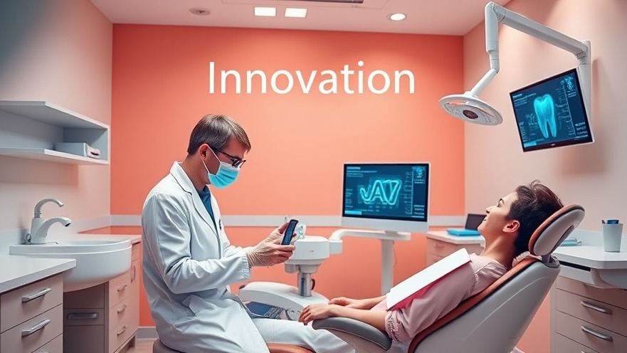 AI in dentistry: A serene dental office with a dentist using advanced technology for a better patient experience.