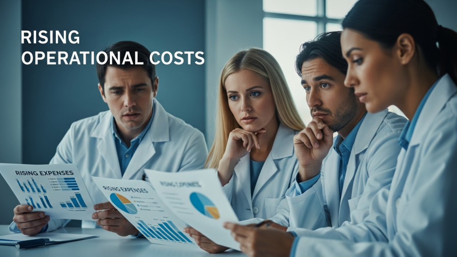 Concerned dental professionals discuss cost control dental practices amidst rising expenses.