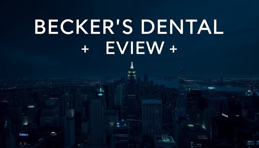 California dental group opens new practice with cityscape background and text.