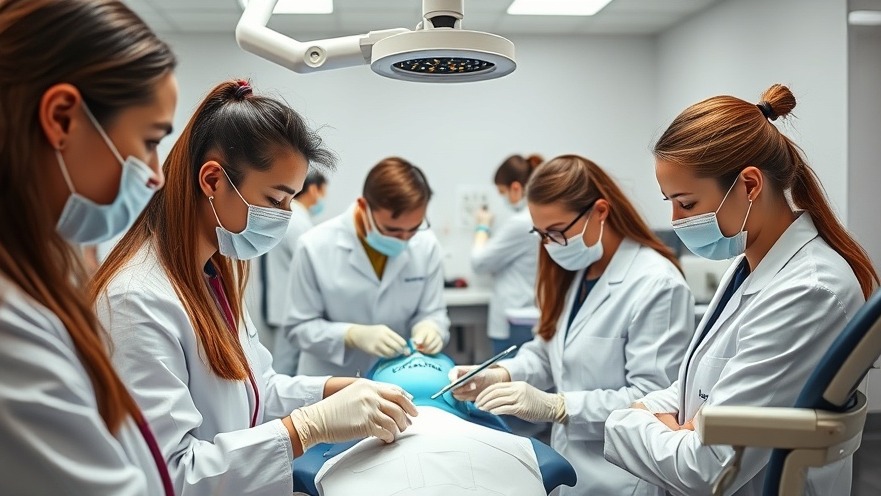 Dental school benefits: diverse students practicing procedures in a modern clinic.