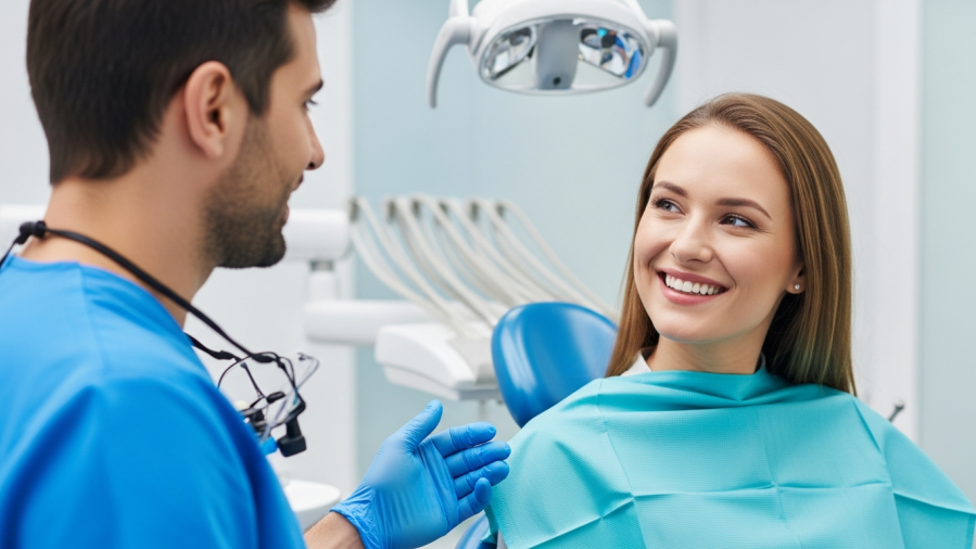 Dentist engaging with a happy patient, showcasing effective patient attendance strategies.