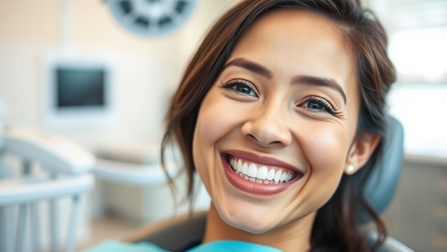 Smiling patient in dental chair, showcasing confidence in full arch dental implants