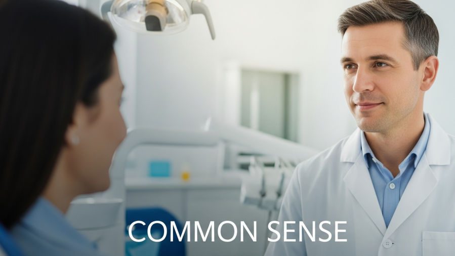 Thoughtful dentist with kind expression fostering patient trust in effective treatments.