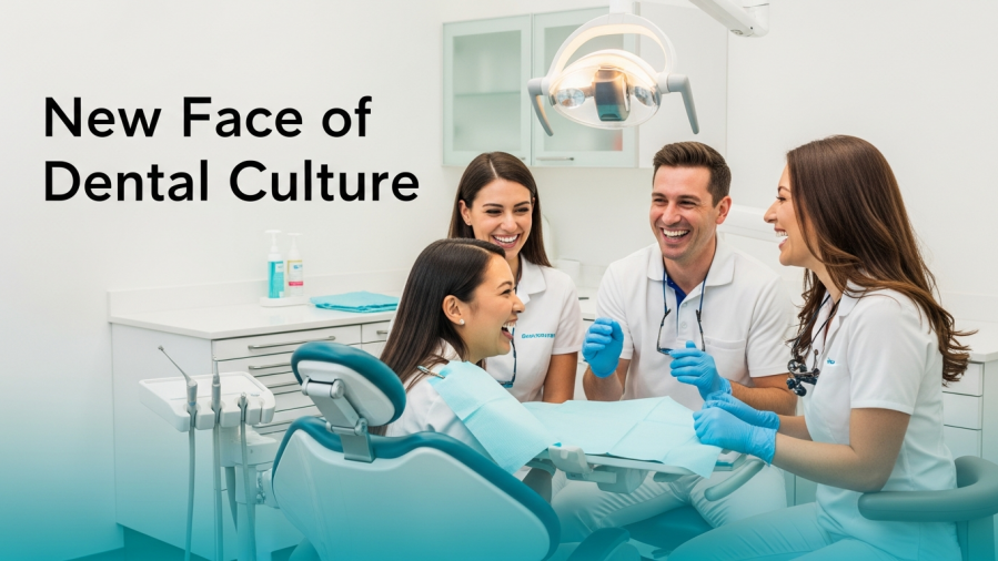 Dental team collaborating in a bright clinic, showcasing positive employee engagement in dental practices.