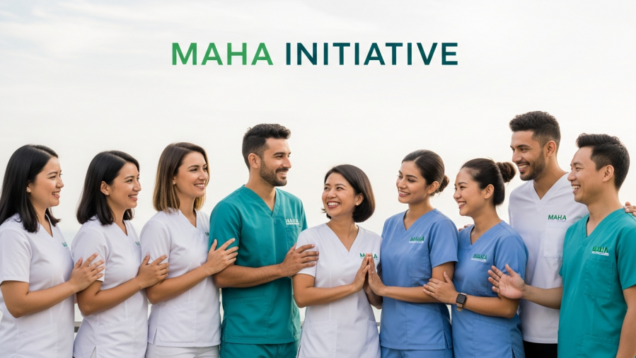 Smiling dental professionals and patients unite for the Make America Healthy Again initiative.