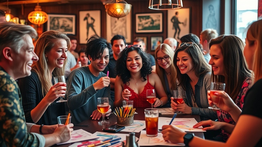 Vibrant Drink & Draw session in Miami, showcasing creativity during Wynwood events.