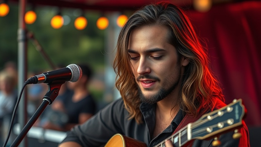 Nashville artist management studio scene with sultry male singer connecting with audience.