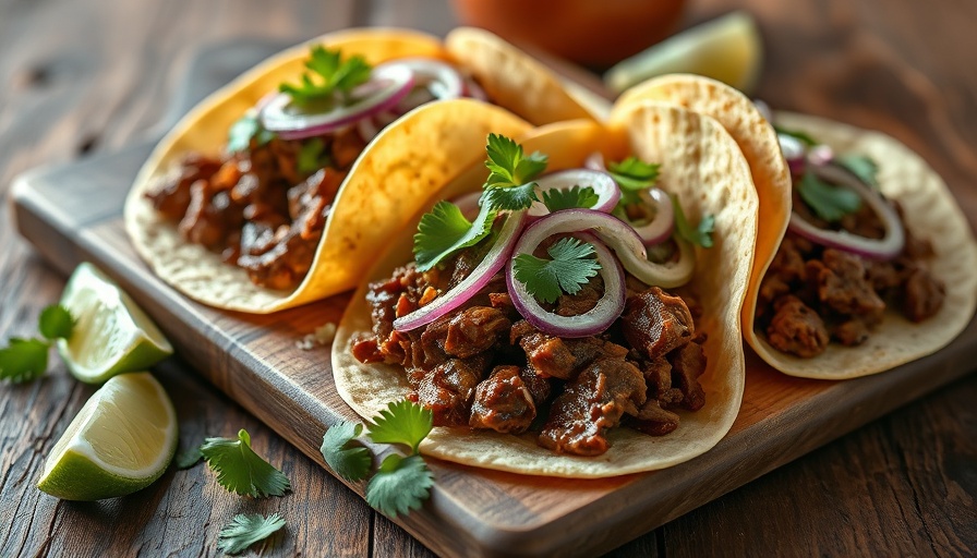 Celebrate National Taco Day in Nashville with flavorful beef tacos and vibrant toppings.