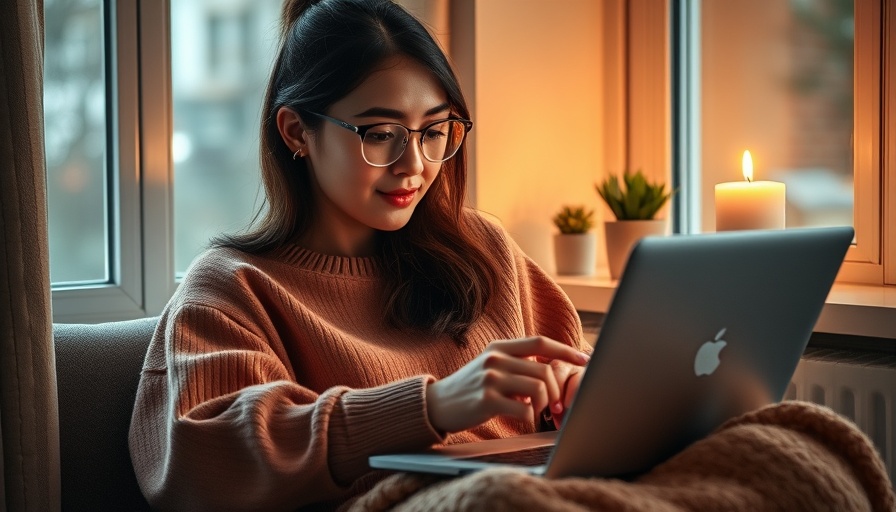 Woman using AI-powered tools for long-distance relationships by window.