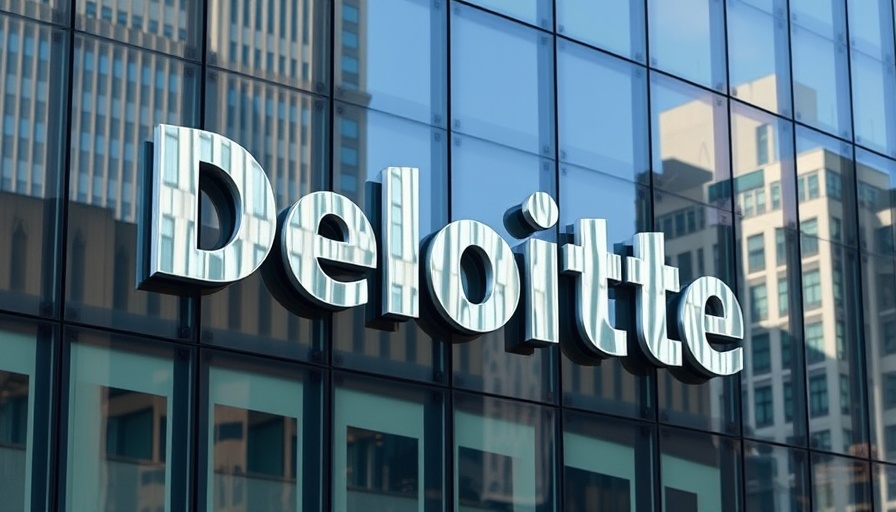 Deloitte building reflecting urban environment, AI technology trends.