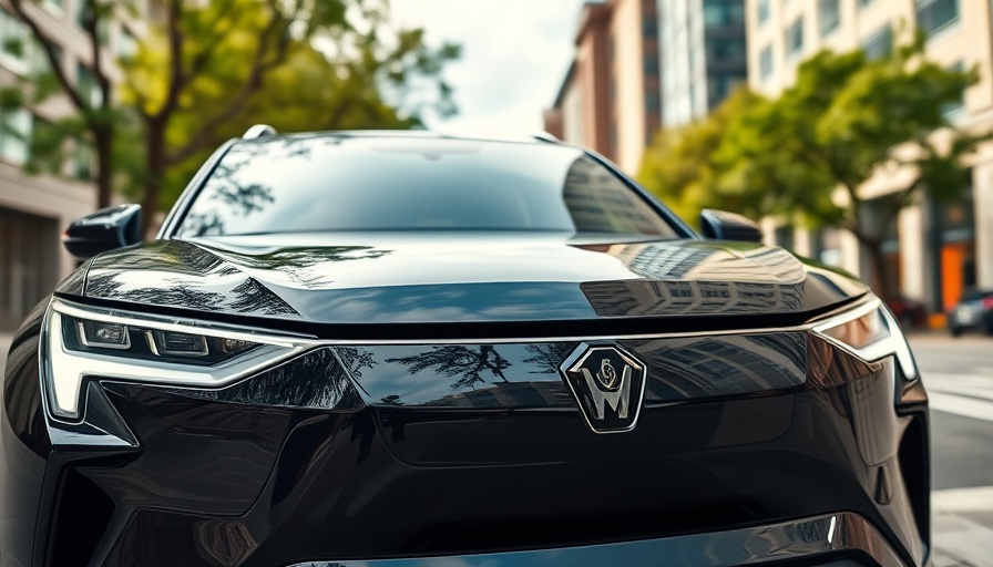Lucid Motors SUV in urban setting with open hood