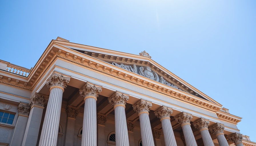 Stately building representing financial stability under blue sky