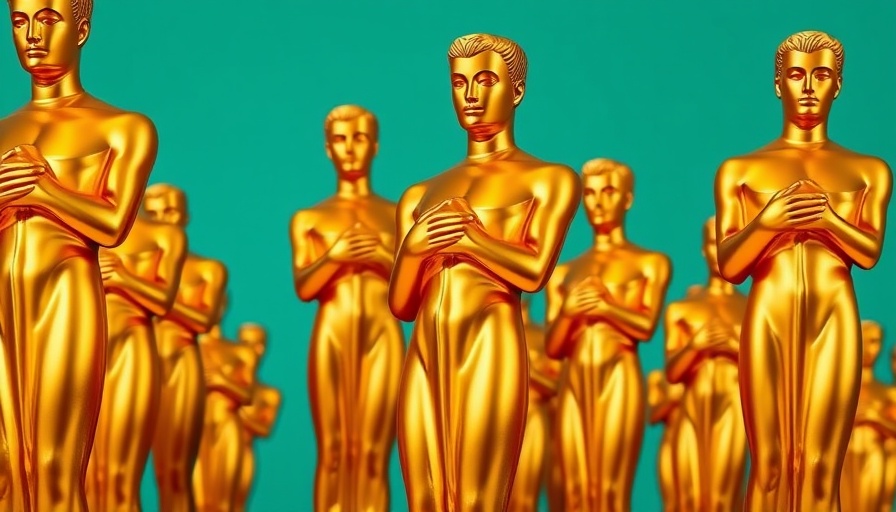 Pop art gold statuettes, highlighting Hollywood and AI copyright impact.