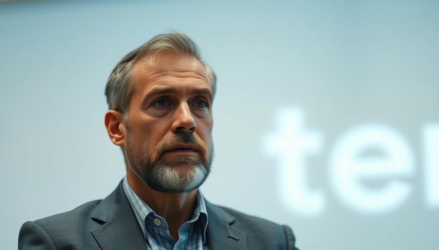 Middle-aged man in suit looking thoughtful at conference