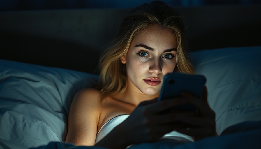 Young woman exploring kinky AI companion apps on her phone.