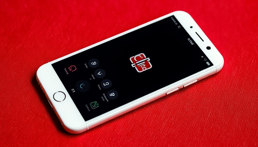 Apple Clips app on smartphone over red fabric surface