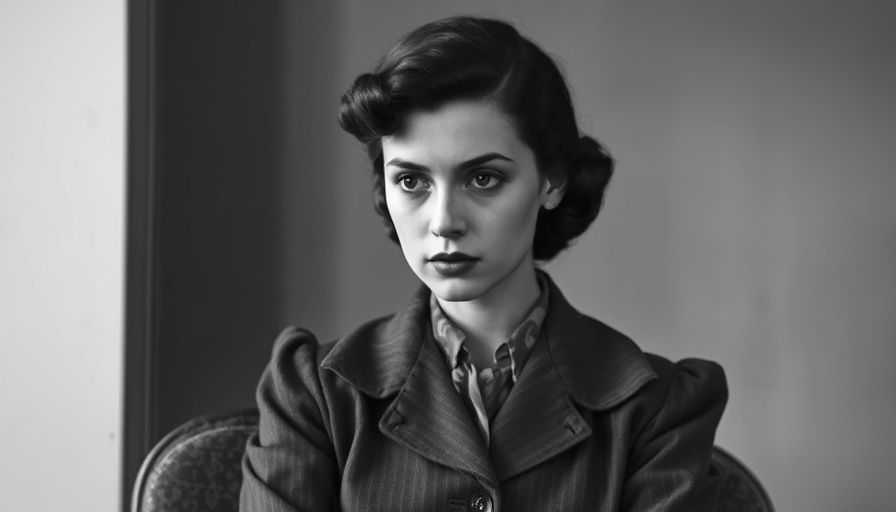 Young woman in 1940s style, pensive, Carson McCullers Charlotte literary history.