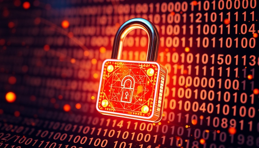 Glowing digital padlock symbolizing online protection with binary code.