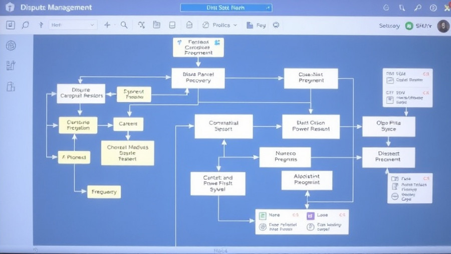 Process flow diagram in dispute management UI, AI societal challenges.