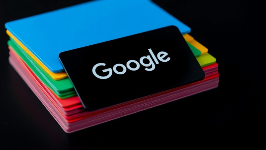 Google logo on digital cards, representing modern information bookmarking.