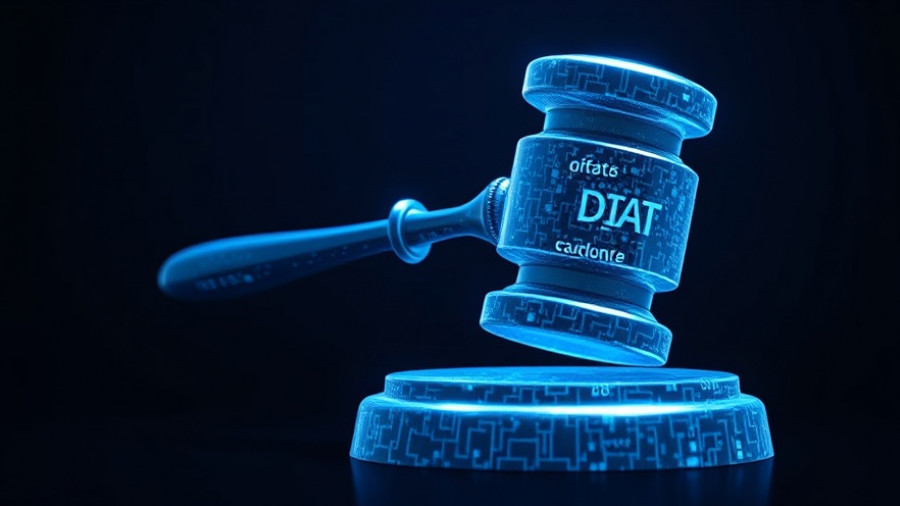 Abstract digital gavel representing minimum viable data governance in healthcare.