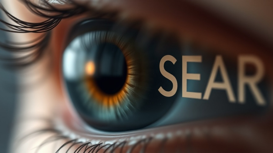 Blurry and clear text illustrating eye implant technology.