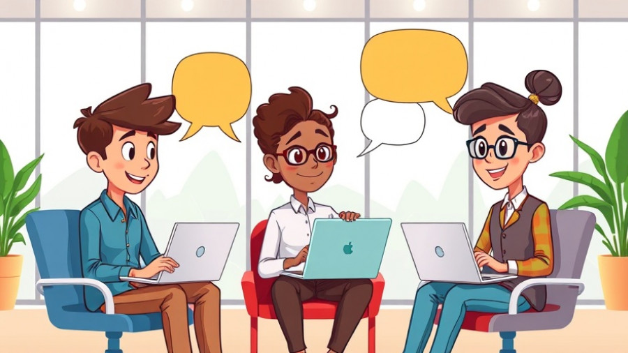 Colorful cartoon office scene depicting collaboration, related to South Korea 52-hour work week.